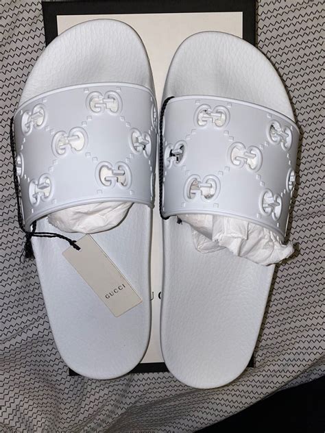 white gucci slodes|Gucci slides white women's.